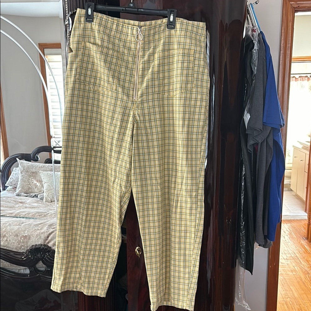 ASOS Mustard, Green, and White Plaid Pants